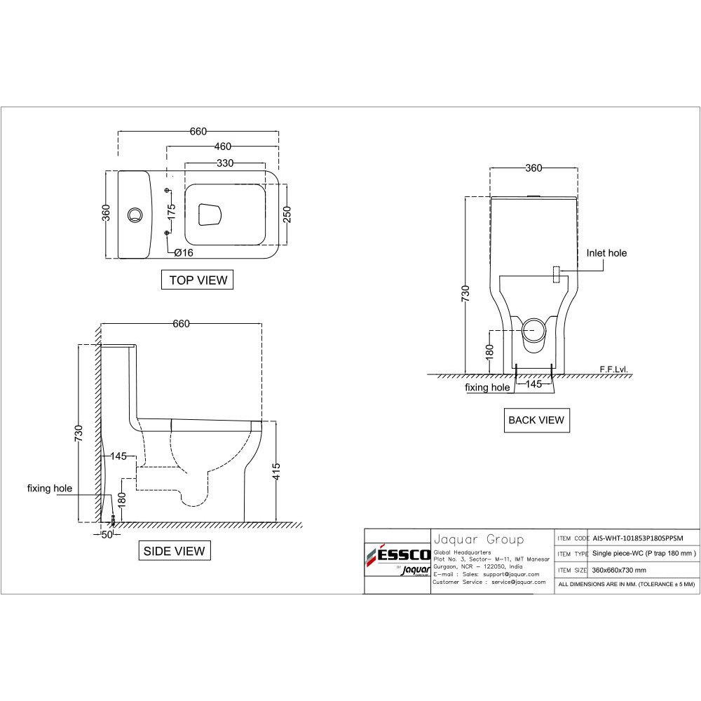 Rimless Toilet Seat: One-Piece Western Commode with Flush Tank